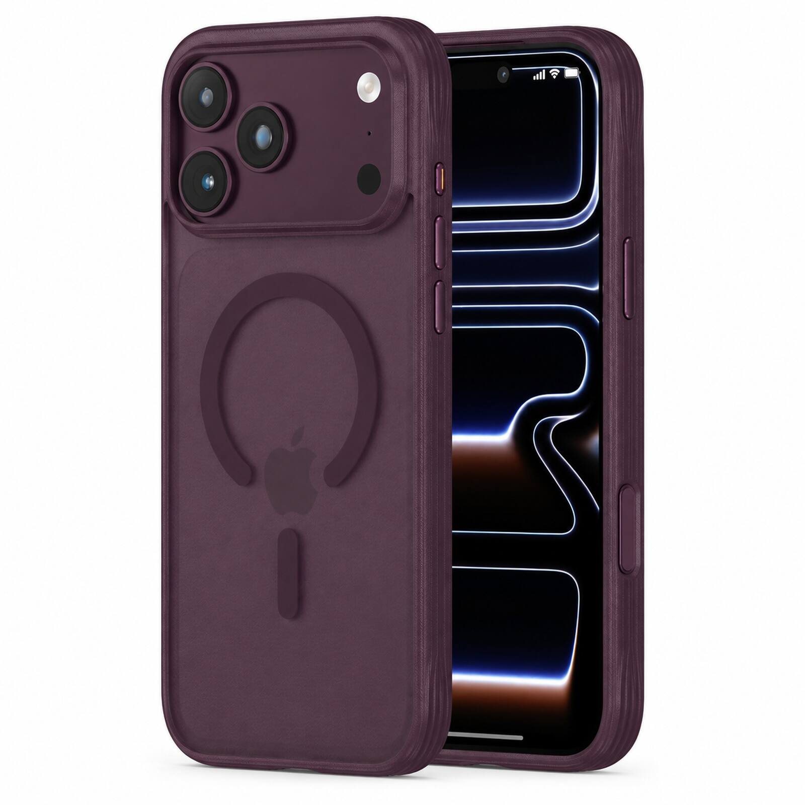 Angle. Dteck - For iPhone 18 Pro Max Rugged Case Shockproor Frosted Translucent Skin-Friendly Cover Compatible with Magsafe - Winered.