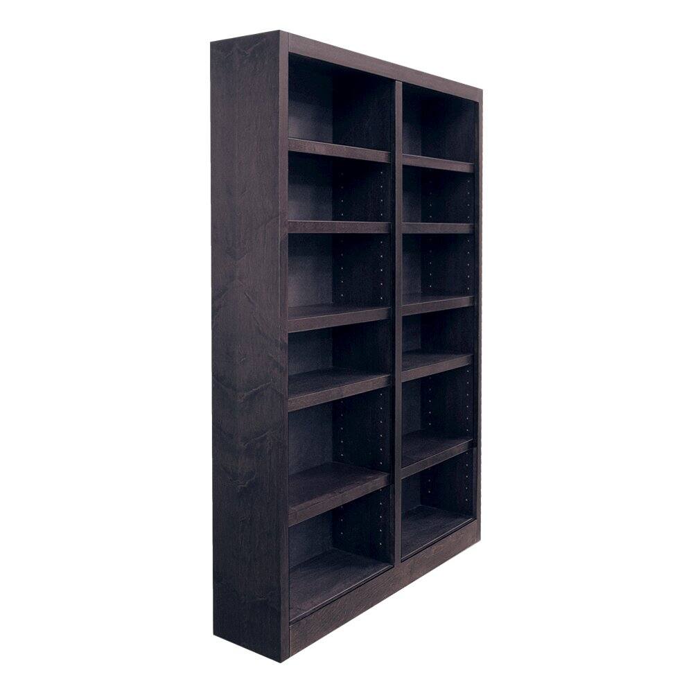 Left. Concepts in Wood - Double Wide Bookcase 12 Shelves Espresso Finish - Brown.
