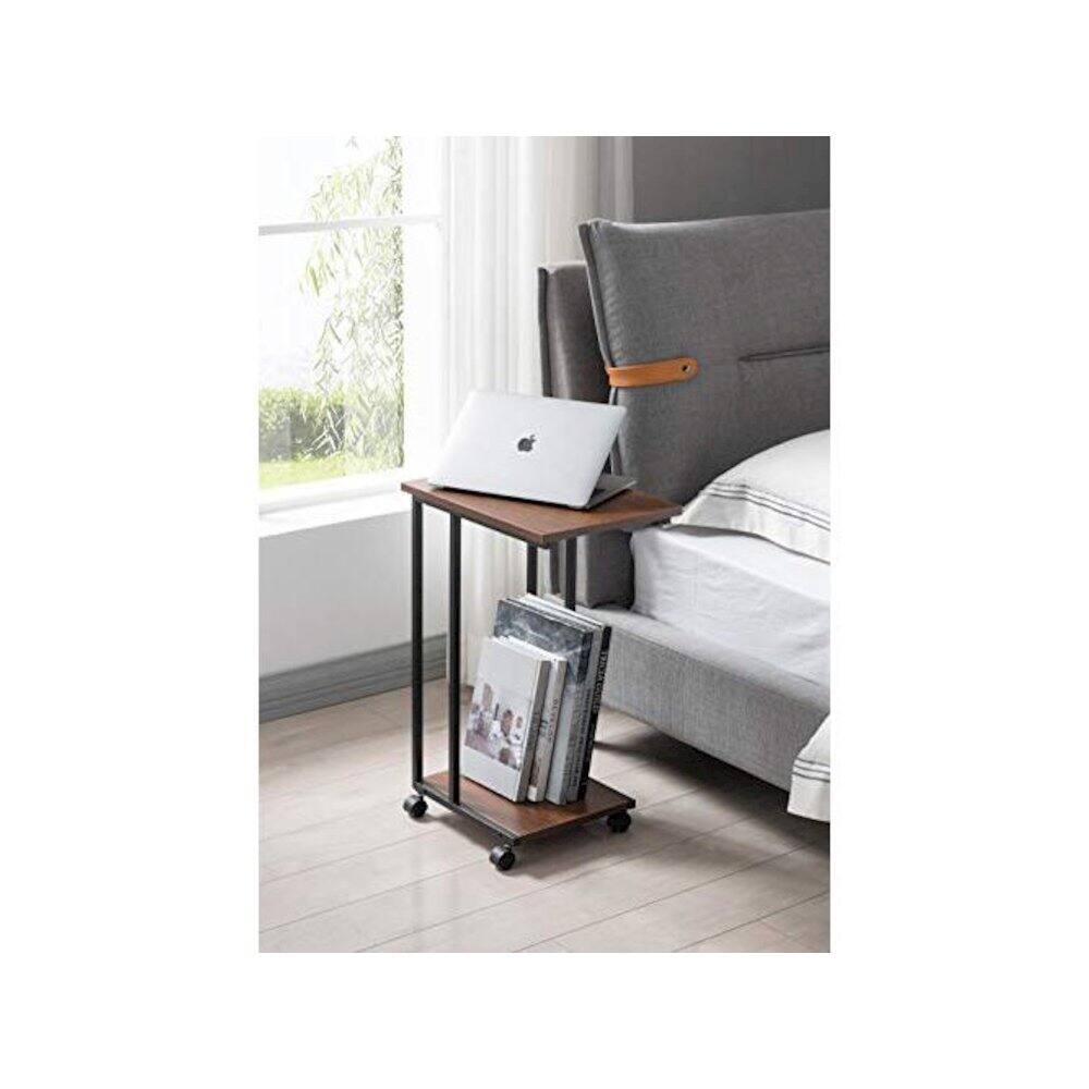 Alt View 5. JJS - Side End C Table For Sofa - Walnut/Black.