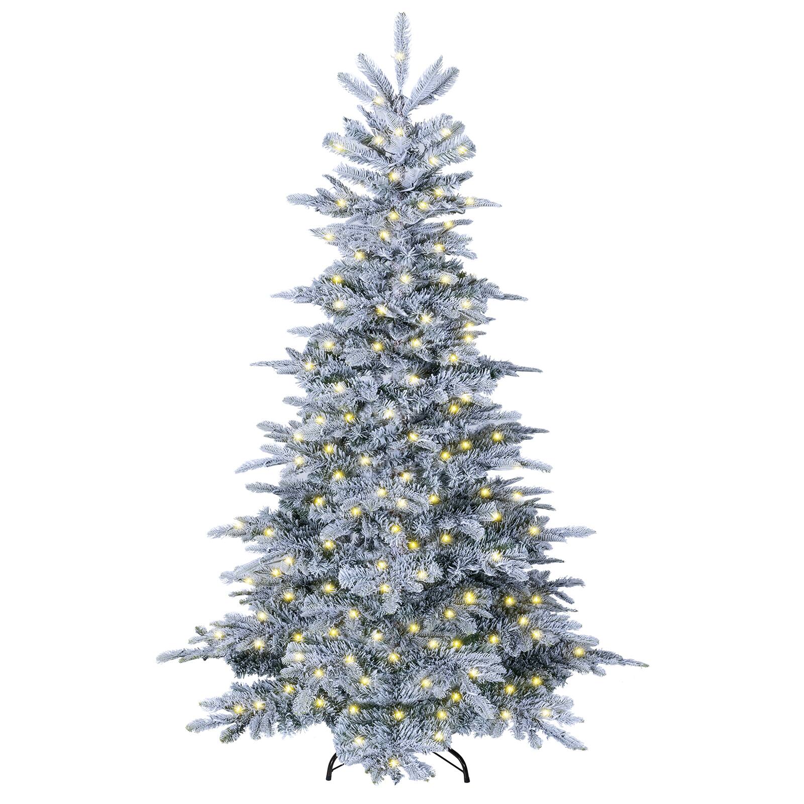 Alt View 9. Costway - Costway 6 FT Flocked Christmas Tree with 834 Full Branch Tips, 420 Warm White LED Lights - White.