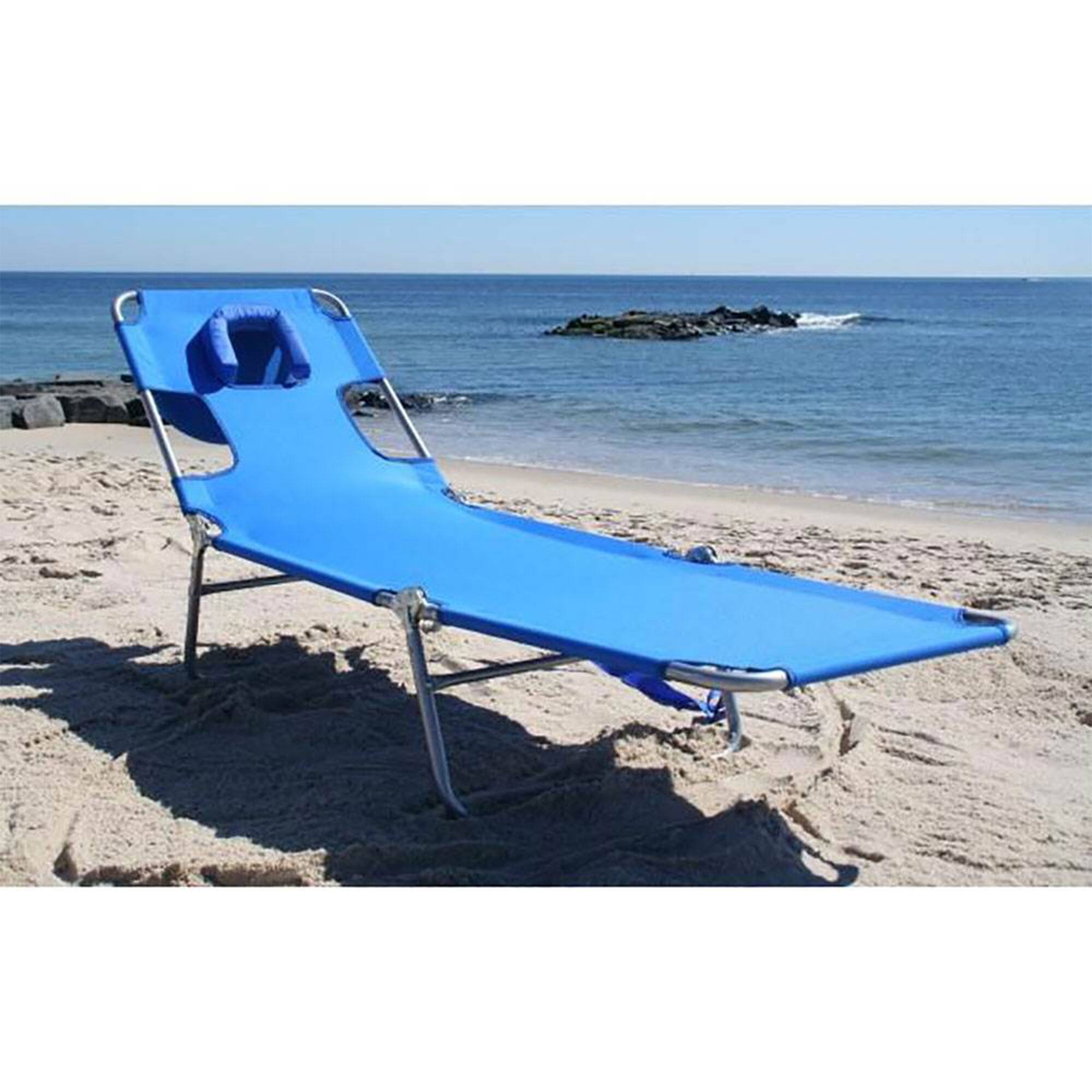 Alt View 4. Ostrich - Ostrich Chaise Lounge Folding Portable Sunbathing Poolside Beach Chair (2 Pack) - Blue.