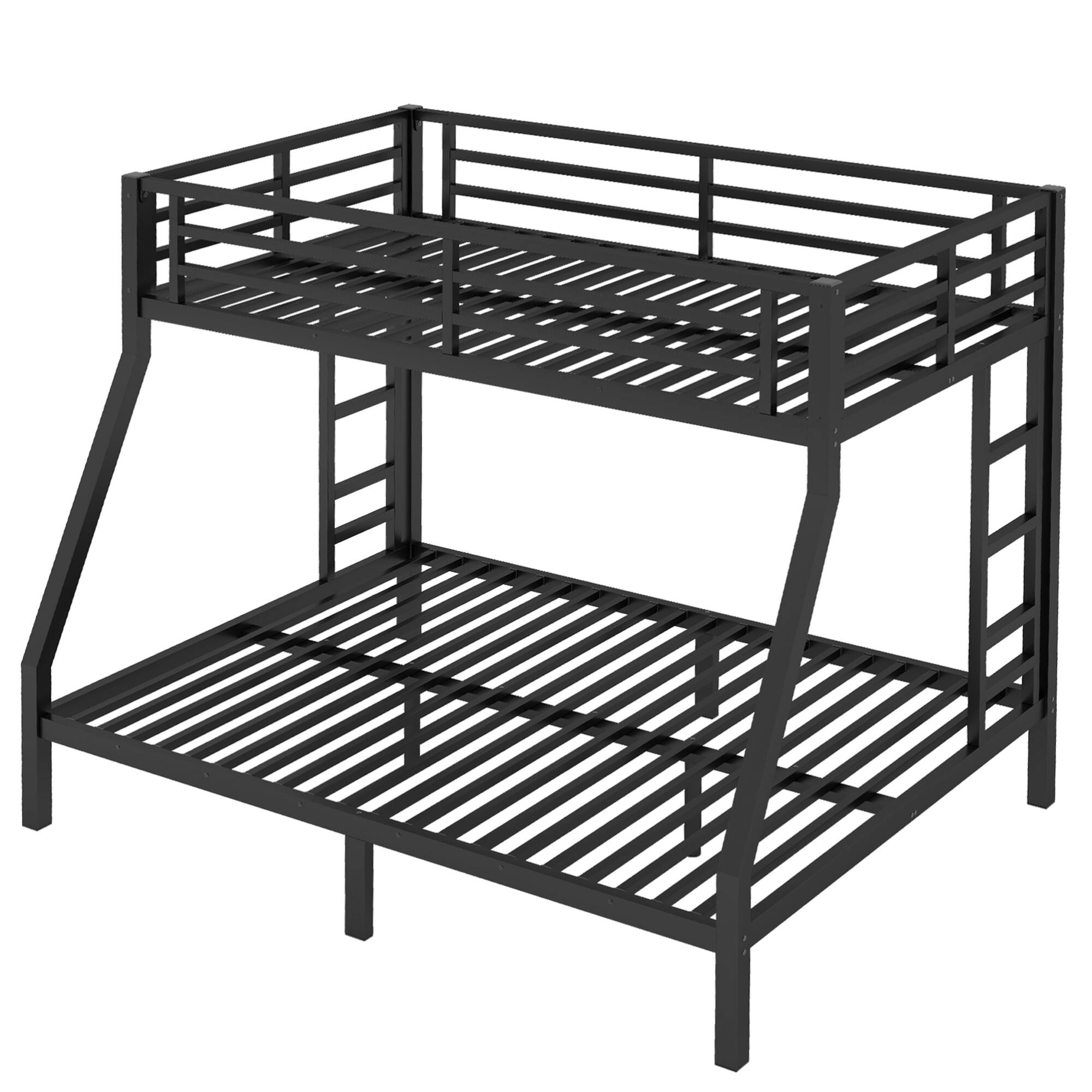 Alt View 2. GOODSILO - Space-Saving Twin Over Full Bunk Bed for Teens and Adults with Noise Reduction and Sturdy Metal Frame - Black.