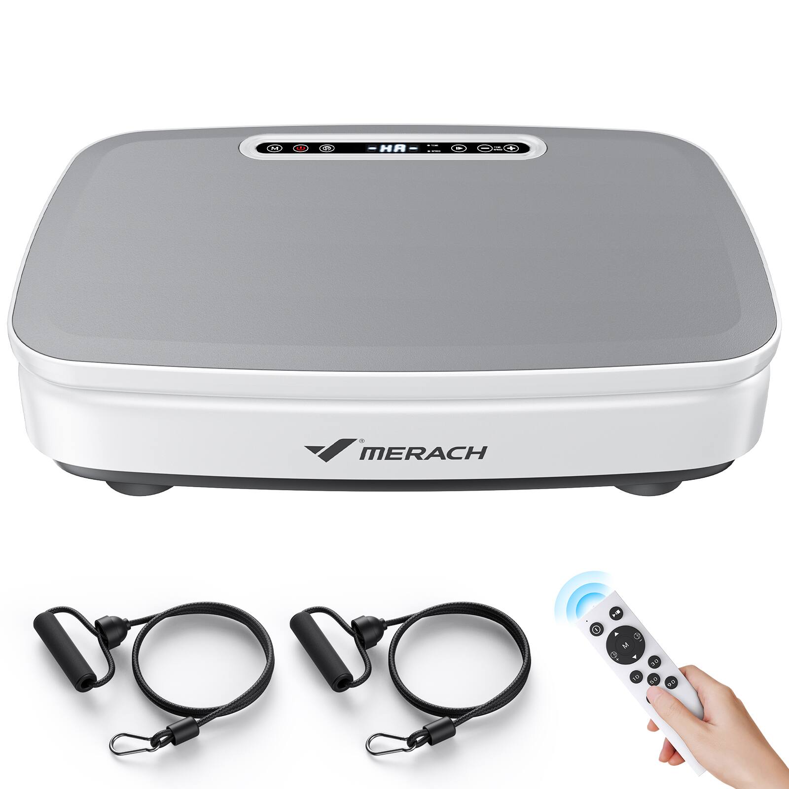 Left. MERACH - MERACH Vibration Plate Exercise Machine, Whole Body Workout, Lymphatic Drainage and Fitness - Grey.