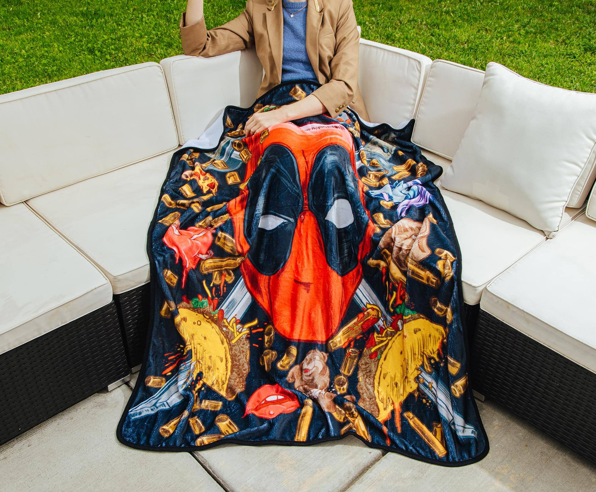 Alt View 2. Surreal Entertainment - Marvel Deadpool Icons Fleece Throw Blanket | 45 x 60 Inches - Multi-Colored.