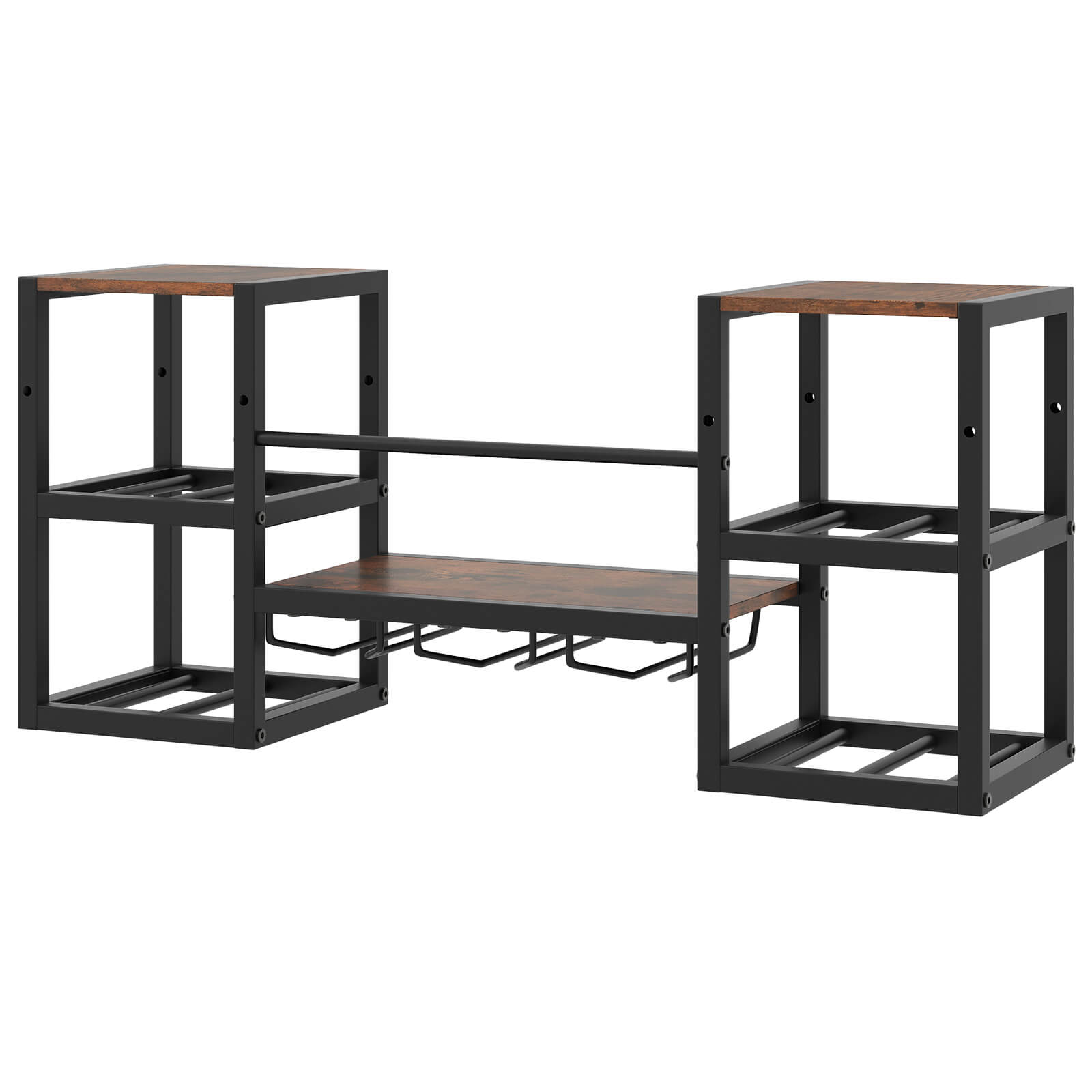 Alt View 9. Costway - Costway 3-Tier Wall Mounted Wine Rack with Glass Holder Open Shelf Wine Storage Rack - Brown.
