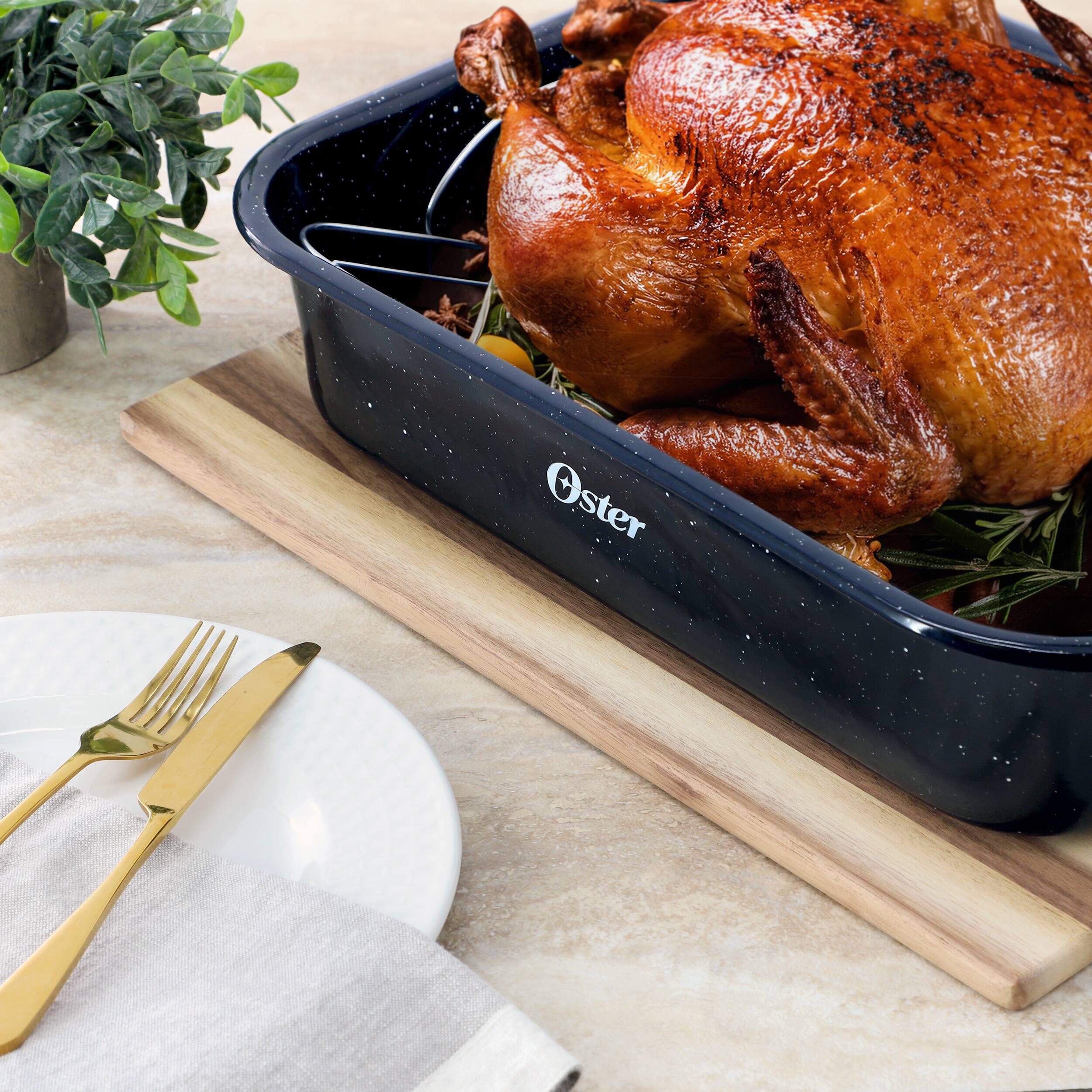 Alt View 5. Oster - Oster Castillo 17 x 12 Inch Enamel on Steel Baking Pan with Removable Rack in Blue - Blue.