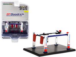 Greenlight - Adjustable Four-Post Lift "BFGoodrich" "Four-Post Lifts" "Four-Post Lifts" Series 4 1/64 - White and Red