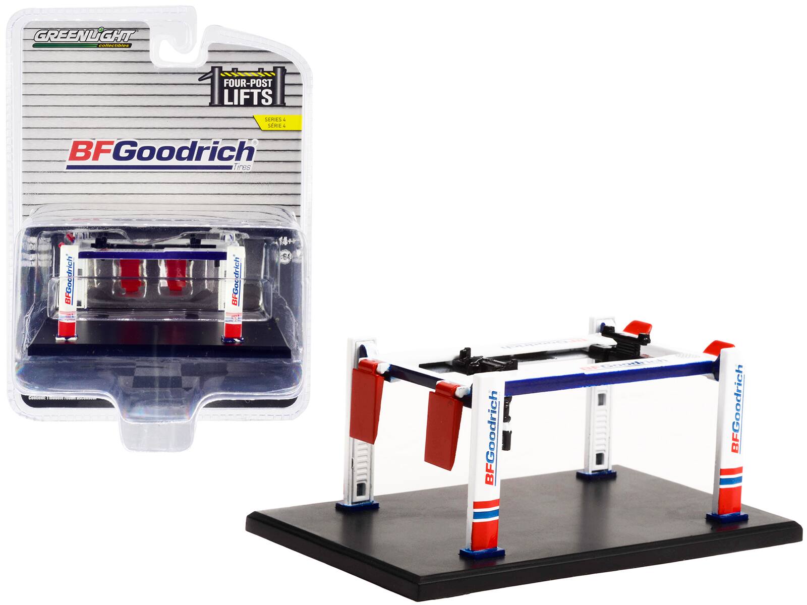 Adjustable Four-Post Lift "BFGoodrich" White and Red "Four-Post Lifts" "Four-Post Lifts" Series 4 1/64