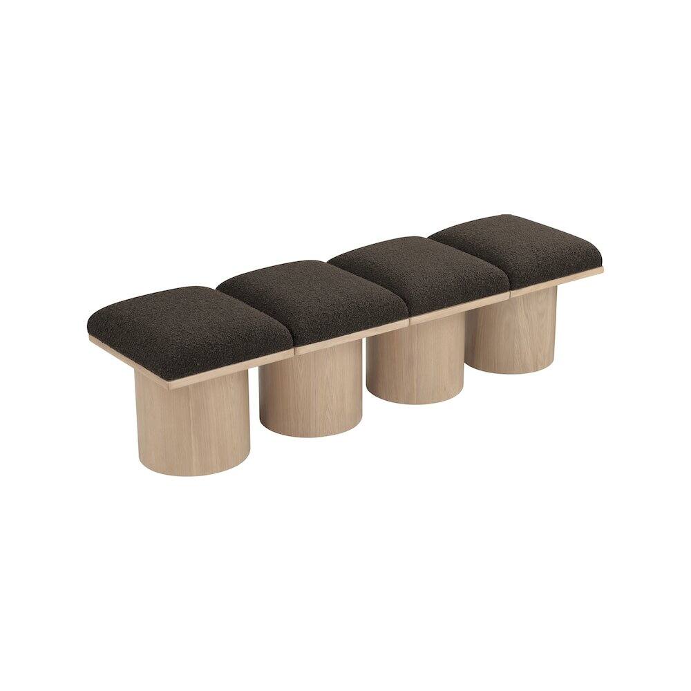 Alt View 3. Meridian Furniture - Pavilion Brown Boucle Fabric Bench - Brown.