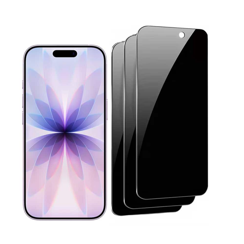 3-Pack Qixxronics for iPhone 17 Privacy Screen Protector Tempered Glass Protector for iPhone 17 - Black