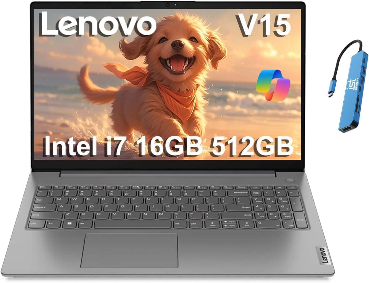 Lenovo - V15 15.6" FHD Anti-Glare Laptop - Intel Core i7 with 16GB Memory - 512GB SSD - Windows 11 Pro - Black
