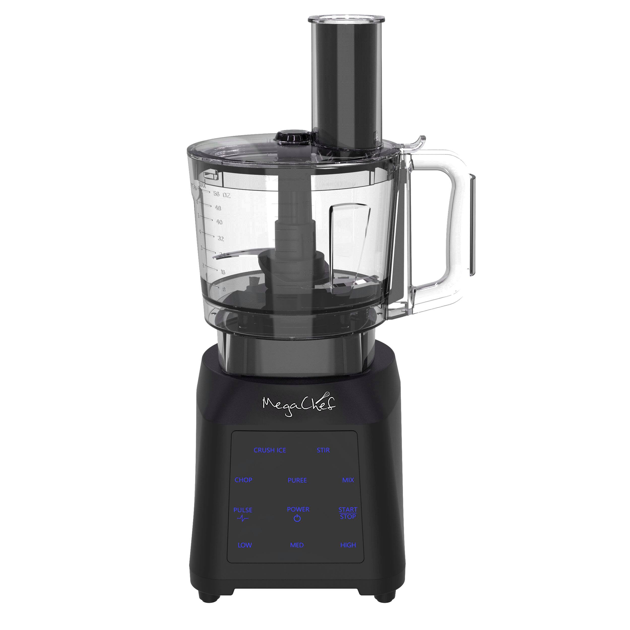 MegaChef CRUSH ICE STIR CHOP PUREE MIX PULSE + POWER O START STOP LOW MED HIGH
