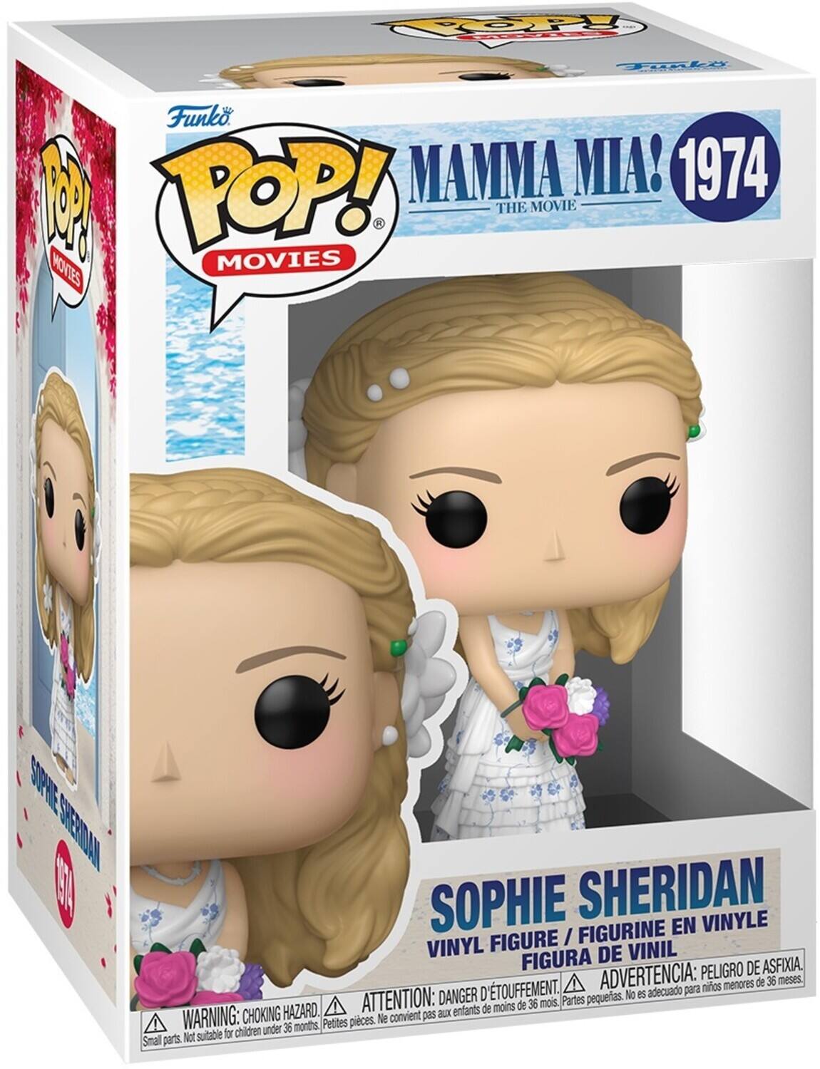 Op Tonki Funko POP! MAMMA MIA! 1974 THE MOVIE  
SOPHIE SHERIDAN  
VINYL FIGURE / FIGURINE EN VINYLE / FIGURA DE VINIL  
WARNING: CHOKING HAZARD. Small parts. Not suitable for children under 36 months.  
ADVERTENCIA: PEORO DE ASFIXIA. D'TOUFFEMENT. Ne convient pas aux enfants de moins de 36 mois.  
ATTENTION: DANGER D'ÉTOUFFEMENT. Petit pièces. Ne convient pas aux enfants de moins de 36 mois.