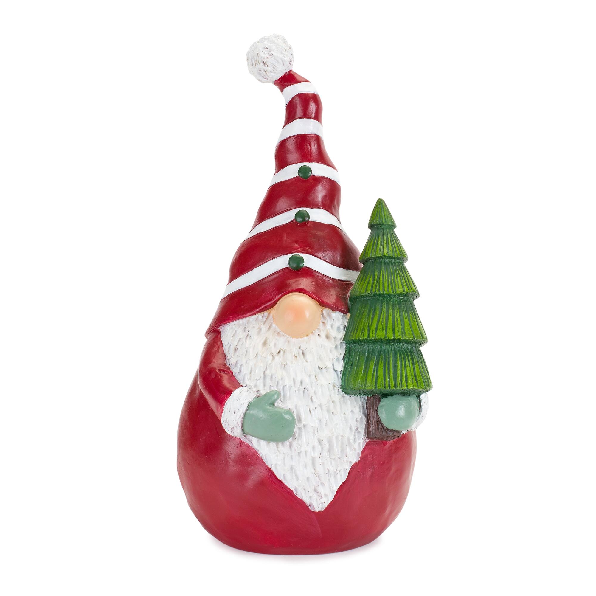 Left. BreeBe - Holiday Gnome with Tree and Present (Set of 2) - Green, Red.