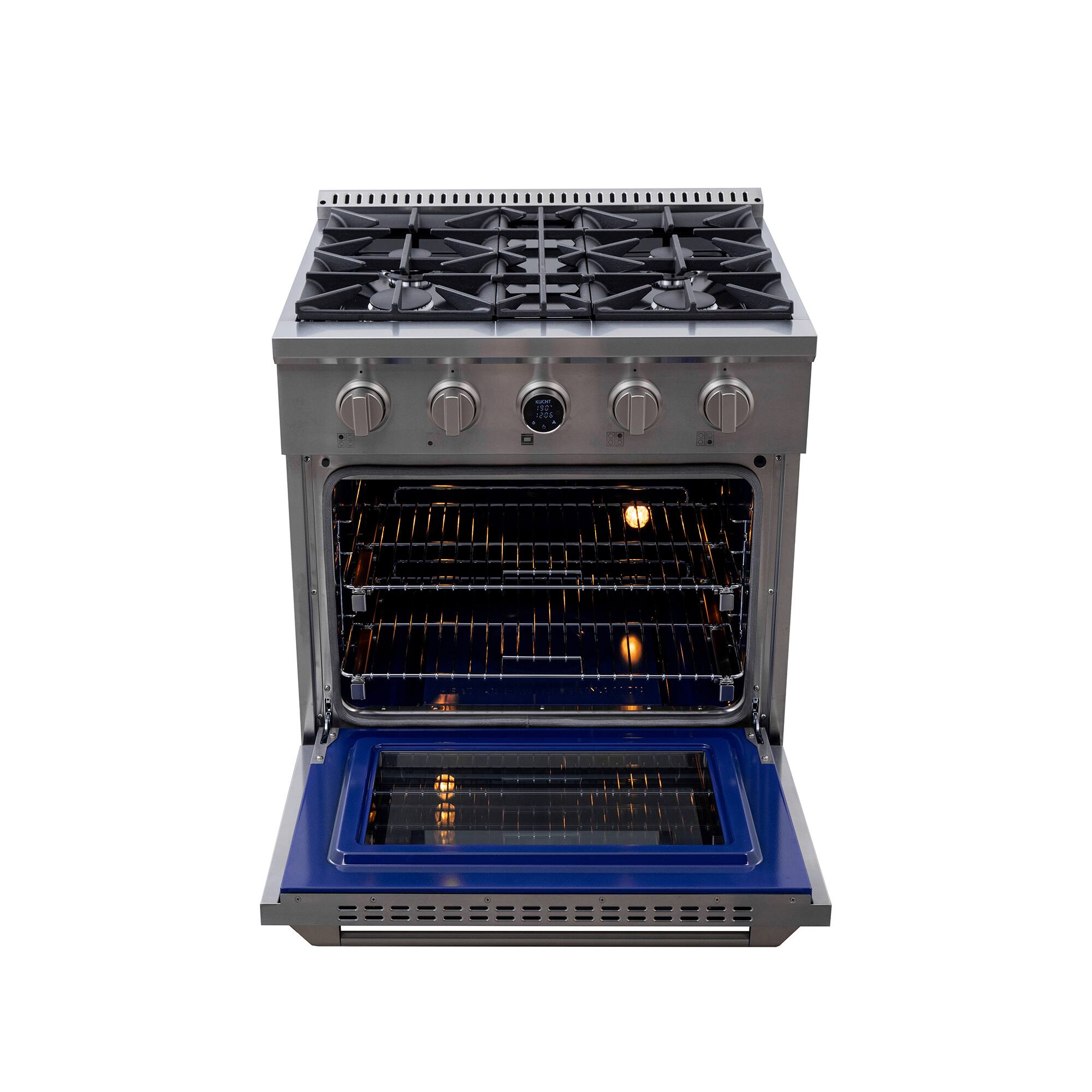 Alt View 3. Kucht - 30 in. 4.2 cu. ft. 4 Burners Dual Fuel Range for Natural Gas in Stainless Steel + Under Cabinet Range Hood - Stainless Steel.