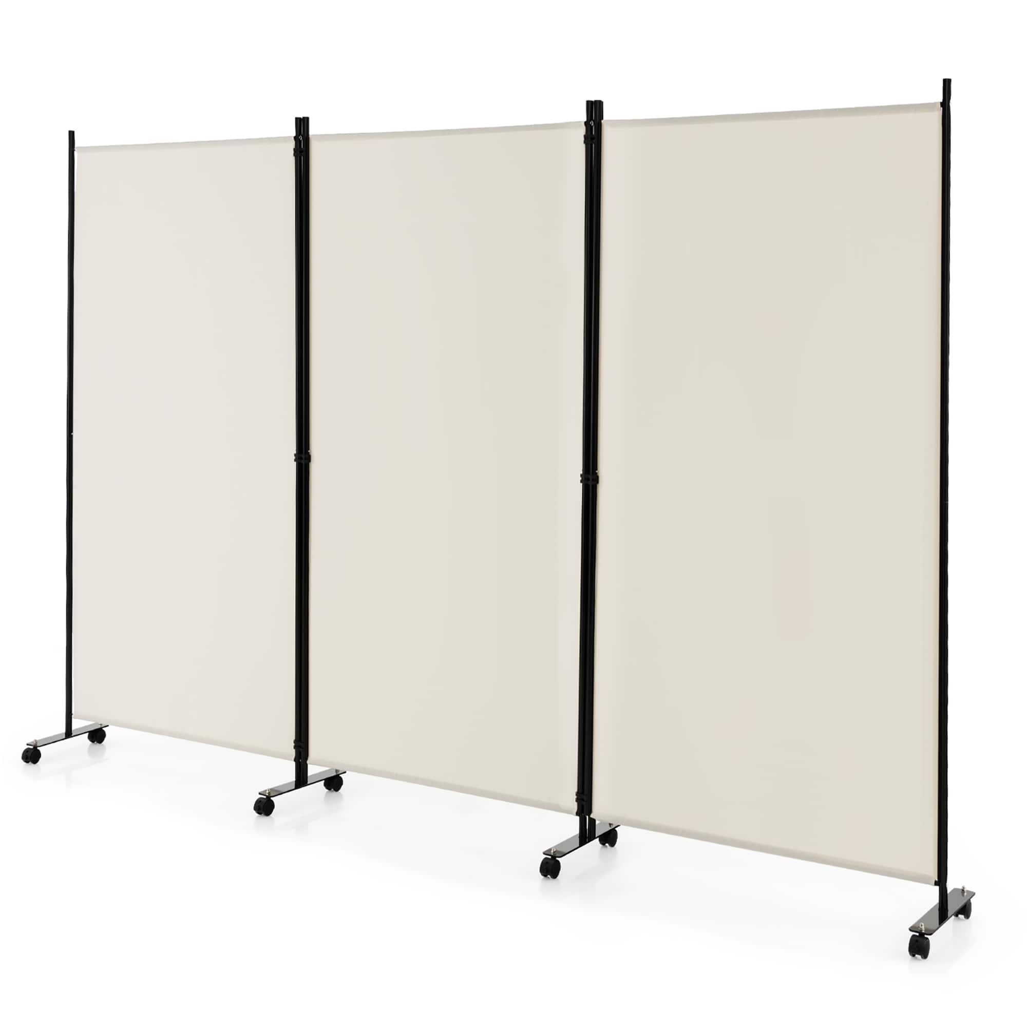 Costway - 3-Panel Folding Room Divider 6Ft Rolling Privacy Screen with Lockable Wheels - White price history on PriceWatchPro