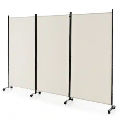 Front. Costway - Costway 3-Panel Folding Room Divider 6Ft Rolling Privacy Screen with Lockable Wheels - White.