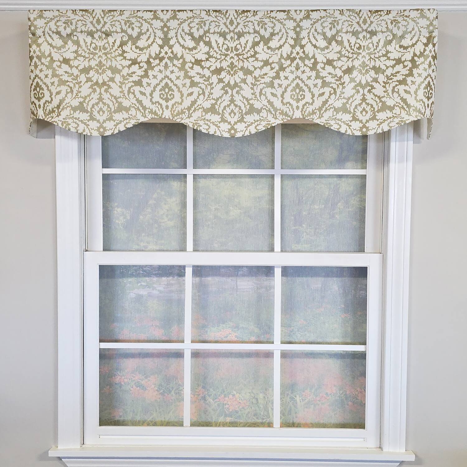 Angle. RLF Home - RLF Home 100% Cotton Cambridge Provance  Fully lined Windows Rod Pocket Valance 50" x 15"  Silver - Silver.