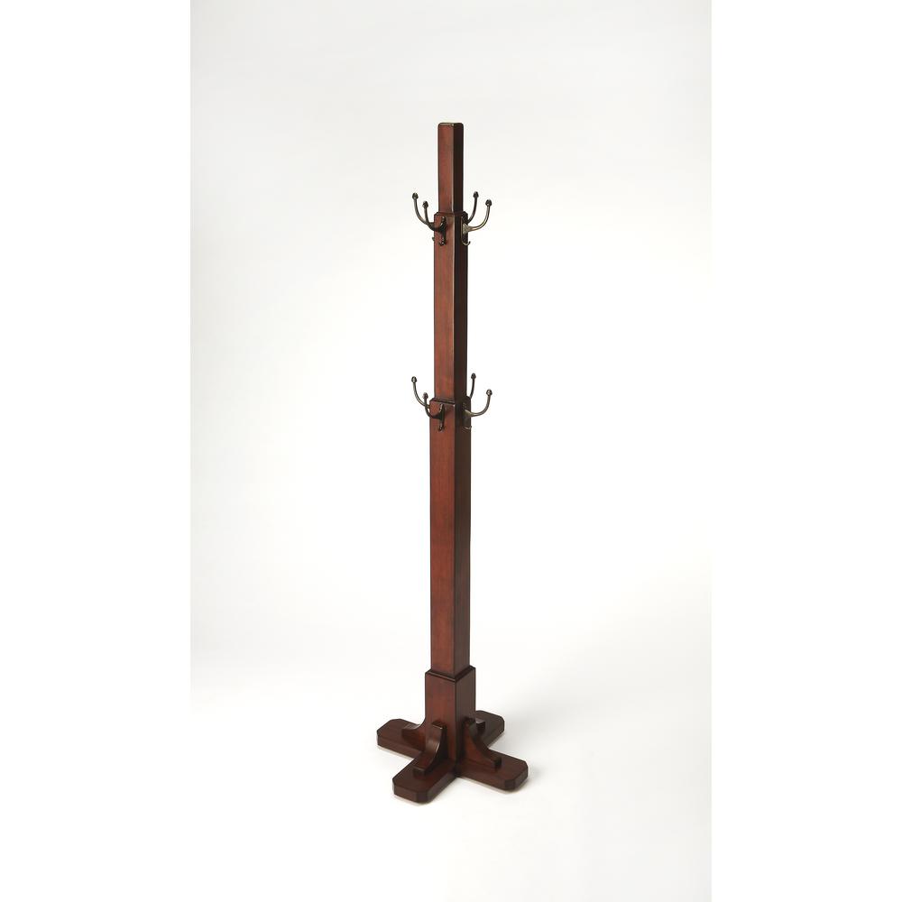 Left. Butler Specialty - Webster Coat Rack/Tree - Medium Brown.