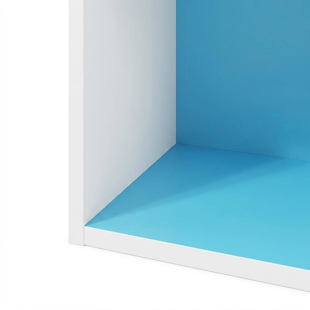 Alt View 2. FurniFact - Wooden bookcase with open shelves for versatile storage - Light Blue/White.