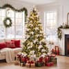 Front. Wisairt - 6FT Pre-Lit Flocked Snow-Tipped PE Realistic Christmas Tree, 813 Tips, 250 LED 11 Modes - Green.