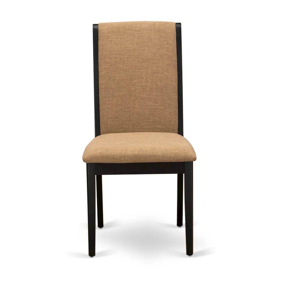 Angle. East West Furniture - East West Furniture 3-Piece Dinner Table Set Include a Wood Table and 2 Light Sable Linen Fabric Padded Chairs with - Multi-Color.