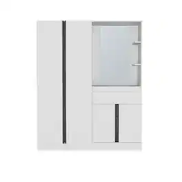 TuHome - Kamelot Armoire With Double Doors, Hanging Rod And Interior Shelves - White