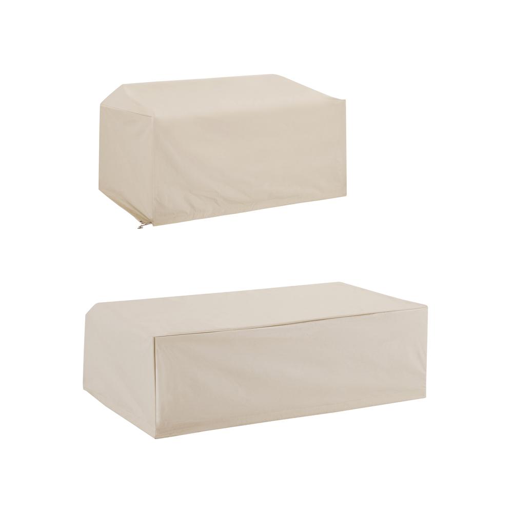 Left. Crosley Furniture - 2Pc Outdoor Furniture Cover Set - Loveseat & Coffee Table - Tan.