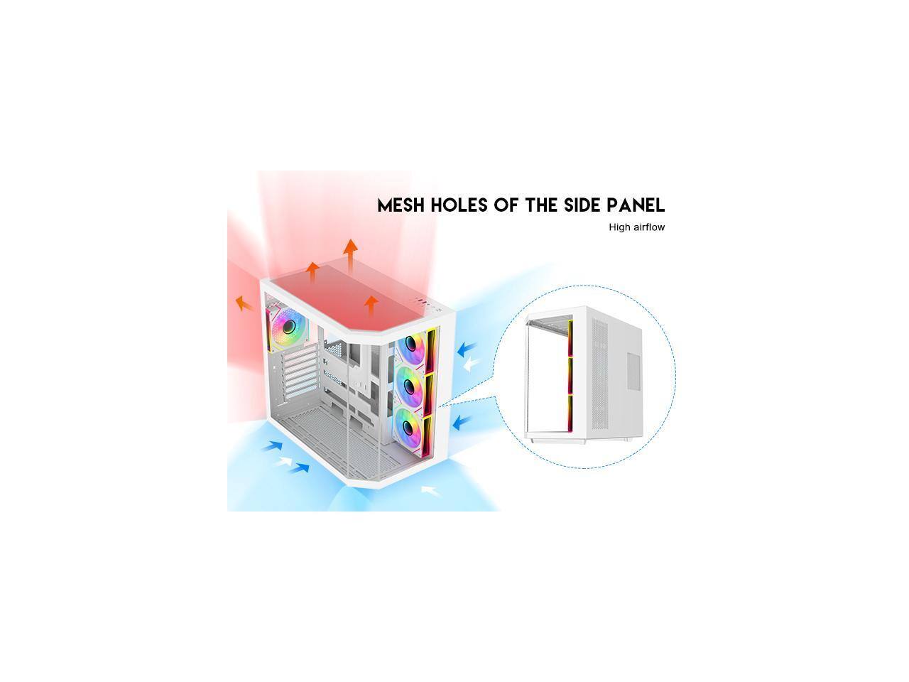 MESH HOLES OF THE SIDE PANEL  
High airflow