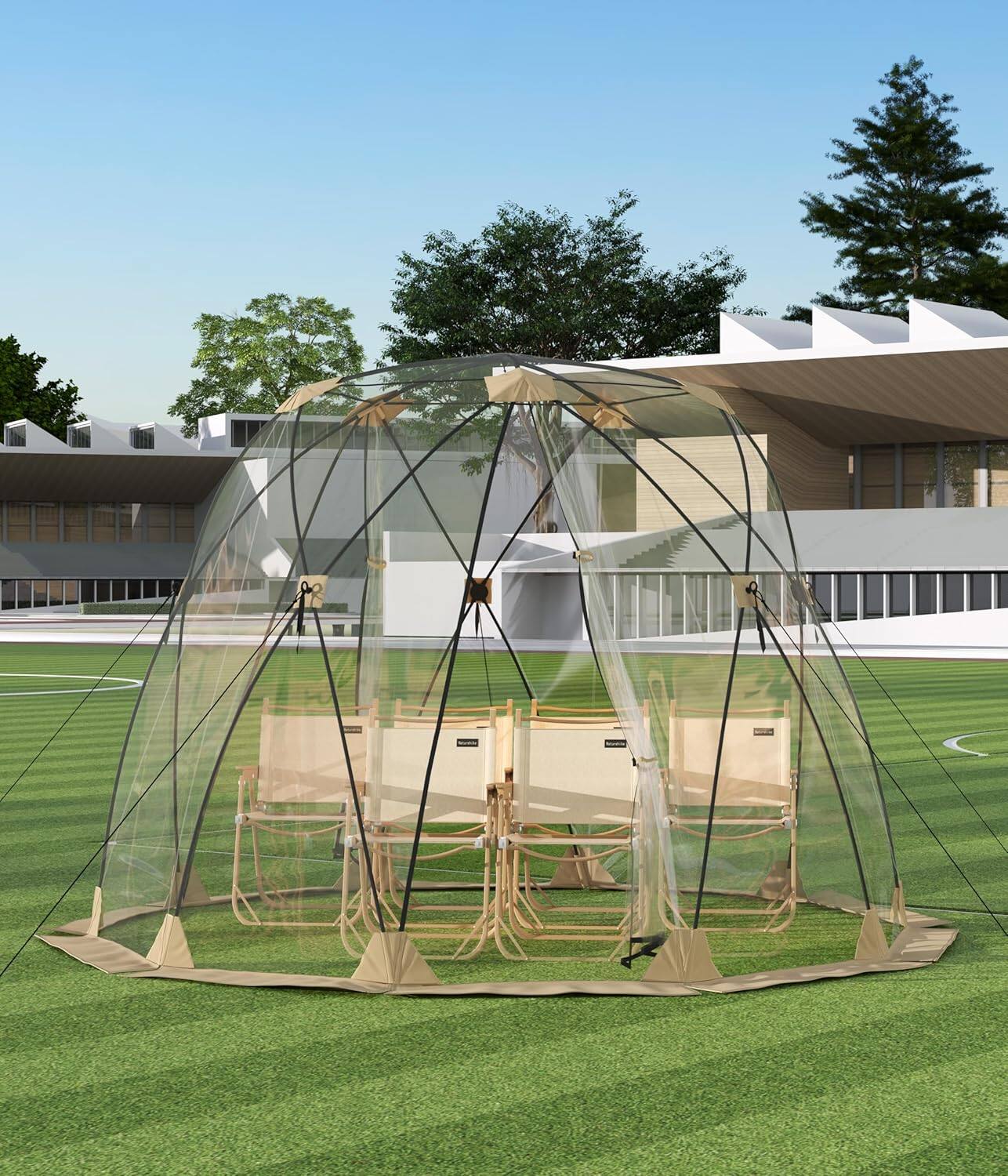 Front. Homhougo - 10x10 Ft Outdoor All Weather Pop Up Tent, 6-8 Person Instant Tent Shelter, Rainproof Camping Sun Shelter Coldproof - Clear.