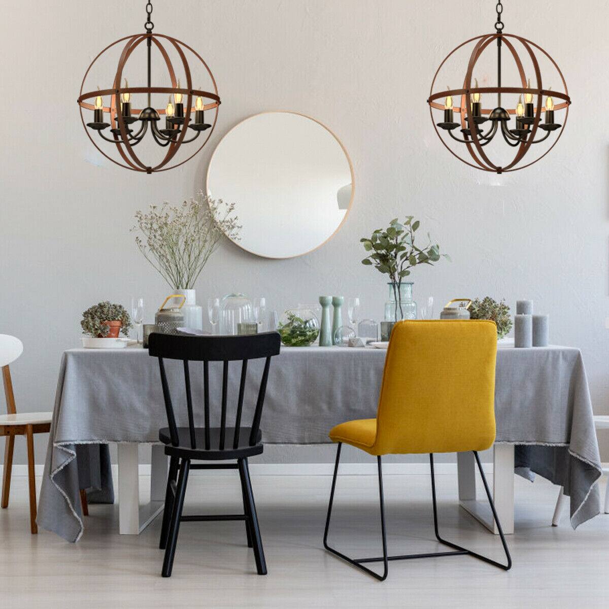 Alt View 3. Costway - Costway 6-Light Orb Chandelier Rustic Vintage Ceiling Lamp w/Bronze Finish Light Fixture - Bronze.