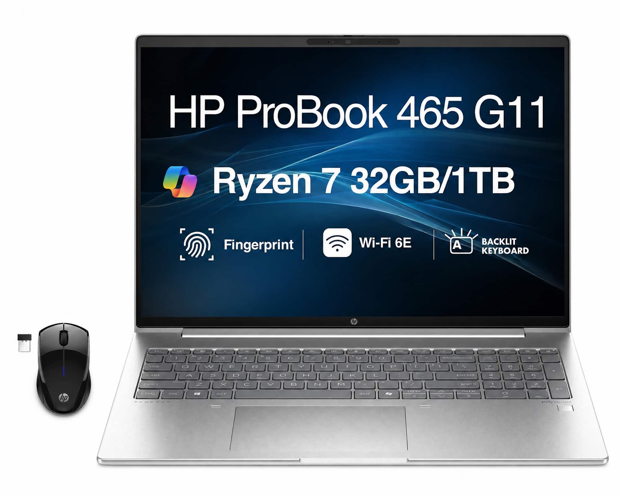 HP - Upgraded - ProBook 465 G11 Laptop 16.0 WUXGA Display (Ryzen 7 7735U, 32GB, 1TB SSD, Win 11 Pro) w/HP Wireless Mouse - Pike Silver