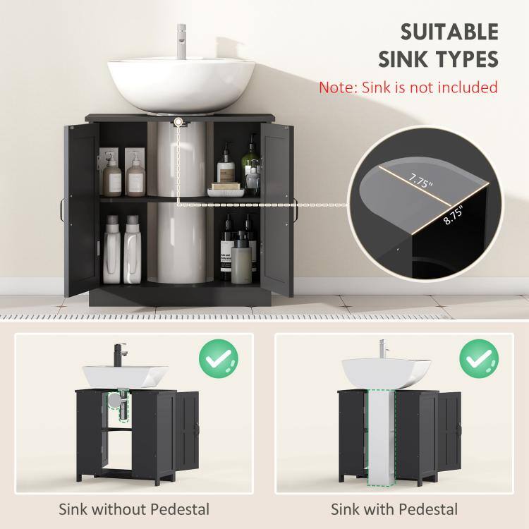 SUITABLE SINK TYPES  
Note: Sink is not included

7.75" 8.75"  
Sink without Pedestal  
Sink with Pedestal