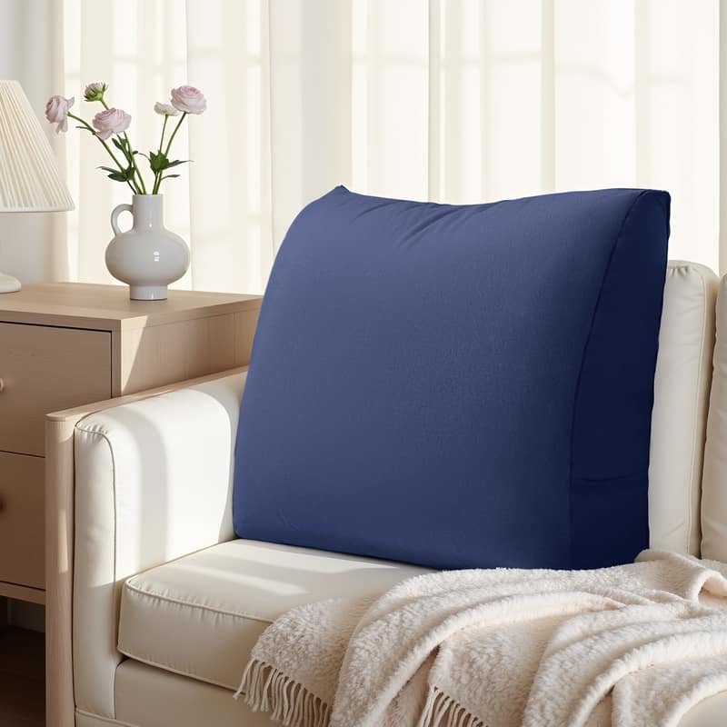 wowmax - Back Pillow for Sitting in Bed, Back Support Pillow for Couch, Removable Velvet Cover - Blue