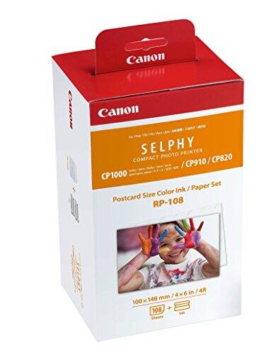 Canon SELPHY PHOTO PRINTER COMPACT CP910 / CP820 / CP1000 Paper Set Ink / Size Color Postcard RP-108 in / 4R 4x 6 148 mm 100 x + 108 Ink