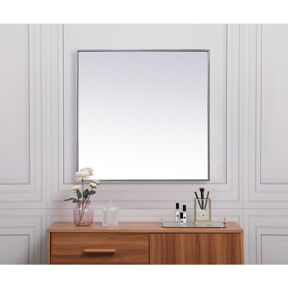 Alt View 3. Elegant Decor - Metal Frame Square Mirror 30 inch in Silver - Silver.