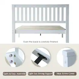 East West Furniture - Full Wooden Platform Bed Frame - Pure White