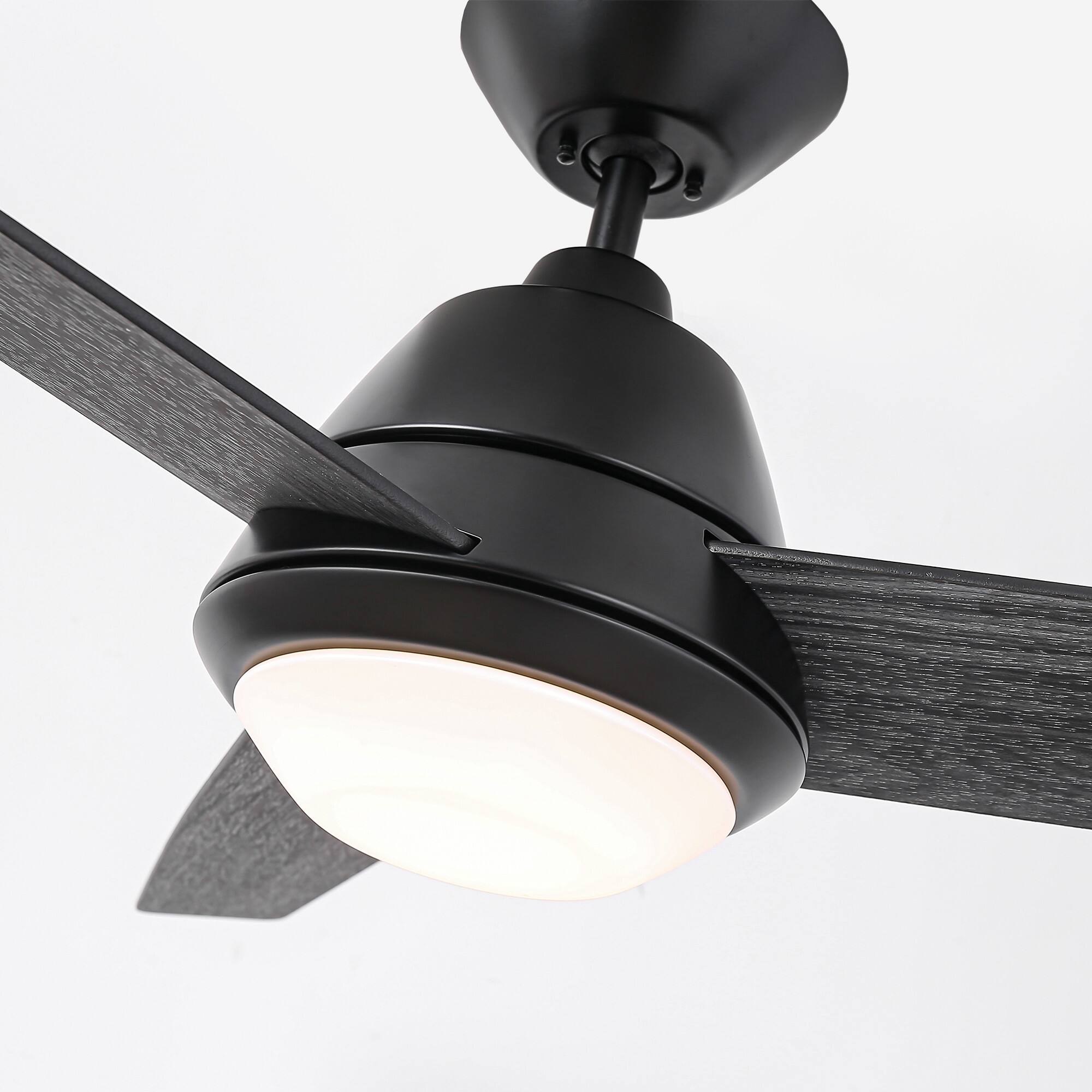 Alt View 3. Parrot Uncle - 52" Modern Black Wooden Ceiling Fan with LED Light and Remote - Barbeque Black.