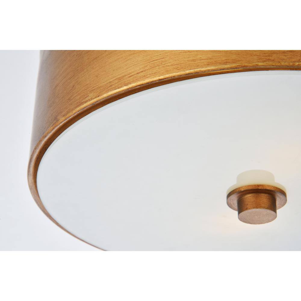 Left. Living District - Hazen 2 light 12 inch Vintage Gold flush mount - Vintage Gold And White.