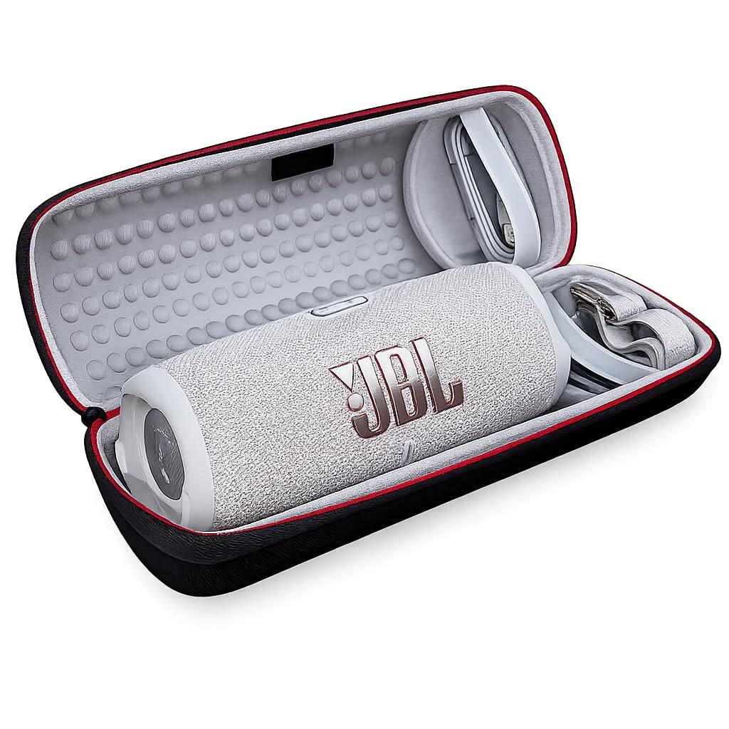 JBL - Charge 5 Portable Waterproof Bluetooth Speaker with Winguard Travel Case - White