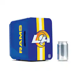 Ukonic NFL Los Angeles Rams 6-Can Mini Fridge 4L AC/DC Portable Cooler, Official Team Logo for Home & Car - Blue