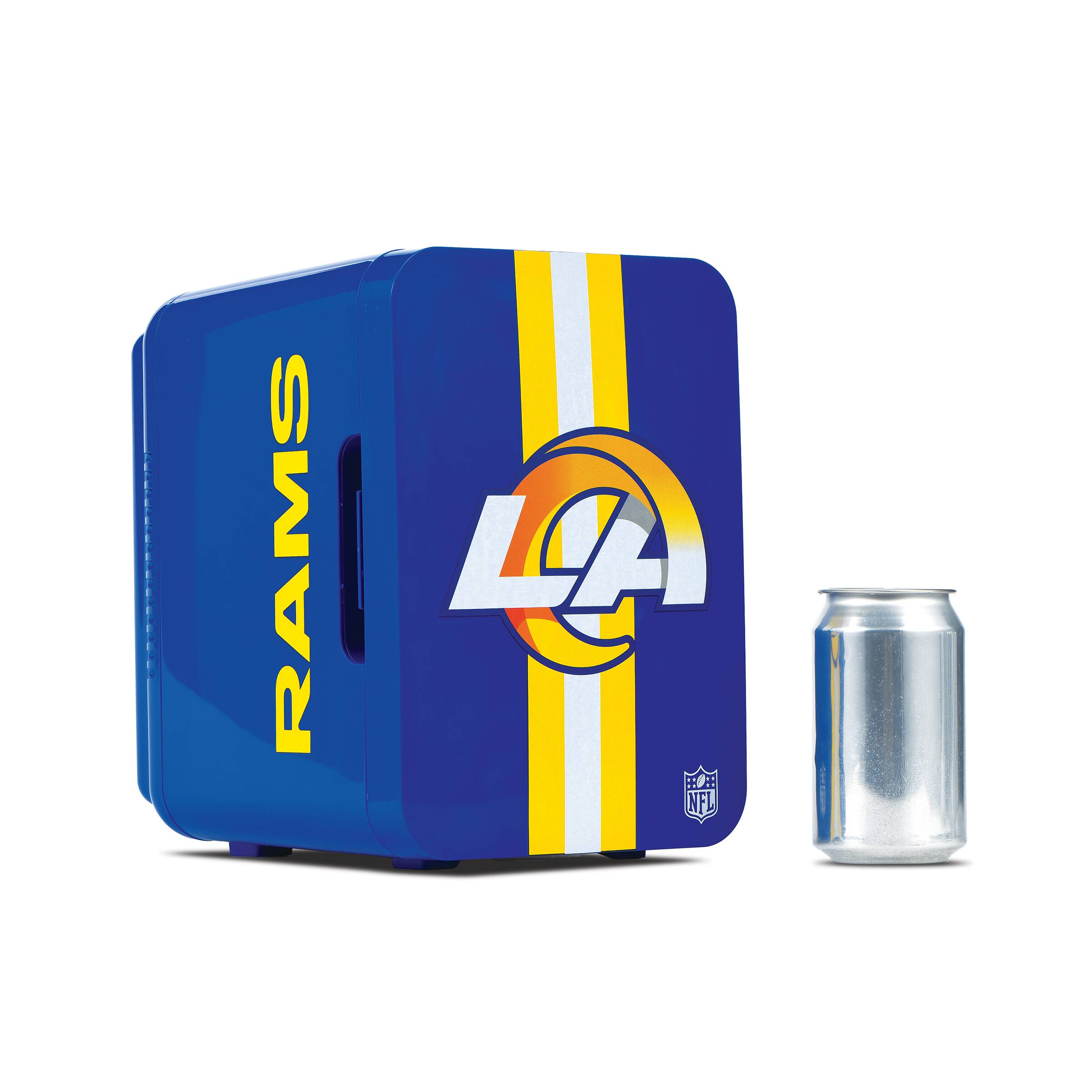 Ukonic NFL Los Angeles Rams 6-Can Mini Fridge 4L AC/DC Portable Cooler, Official Team Logo for Home & Car - Blue
