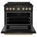 Angle. ZLINE - Autograph 36 in. 5.2 Cu. Ft. Freestanding Paramount DuoPro Gas Range in Black Steel with Polished Gold Helix Handles - Black Stainless Steel.
