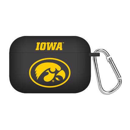 Front. Affinity Bands - Black Iowa Hawkeyes Silicone AirPods Pro Case Cover - Black.