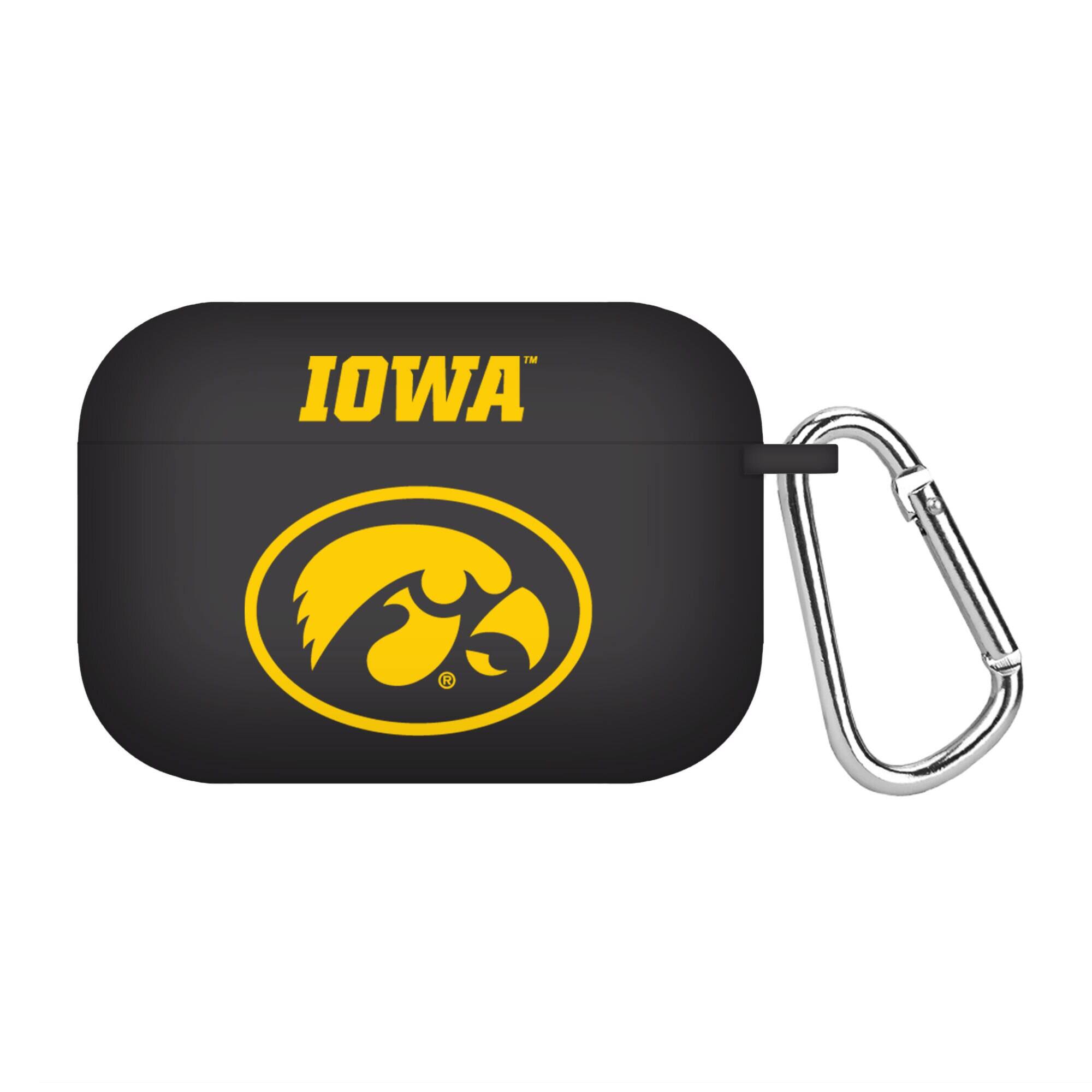 Front. Affinity Bands - Black Iowa Hawkeyes Silicone AirPods Pro Case Cover - Black.