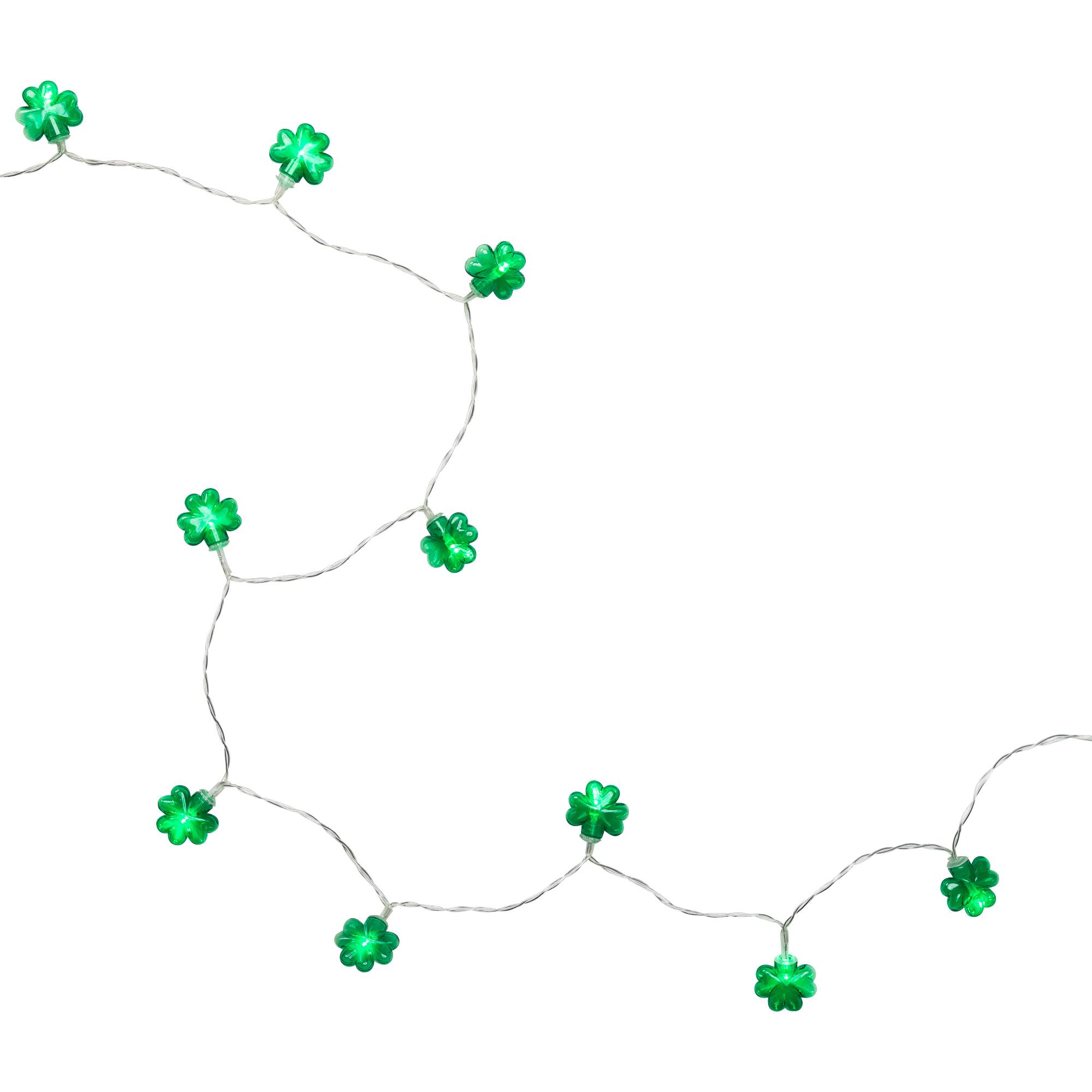 Alt View 4. Northlight - 20-Count Green LED Mini St Patrick's Day Shamrock Lights - 7ft Clear Wire - Green.
