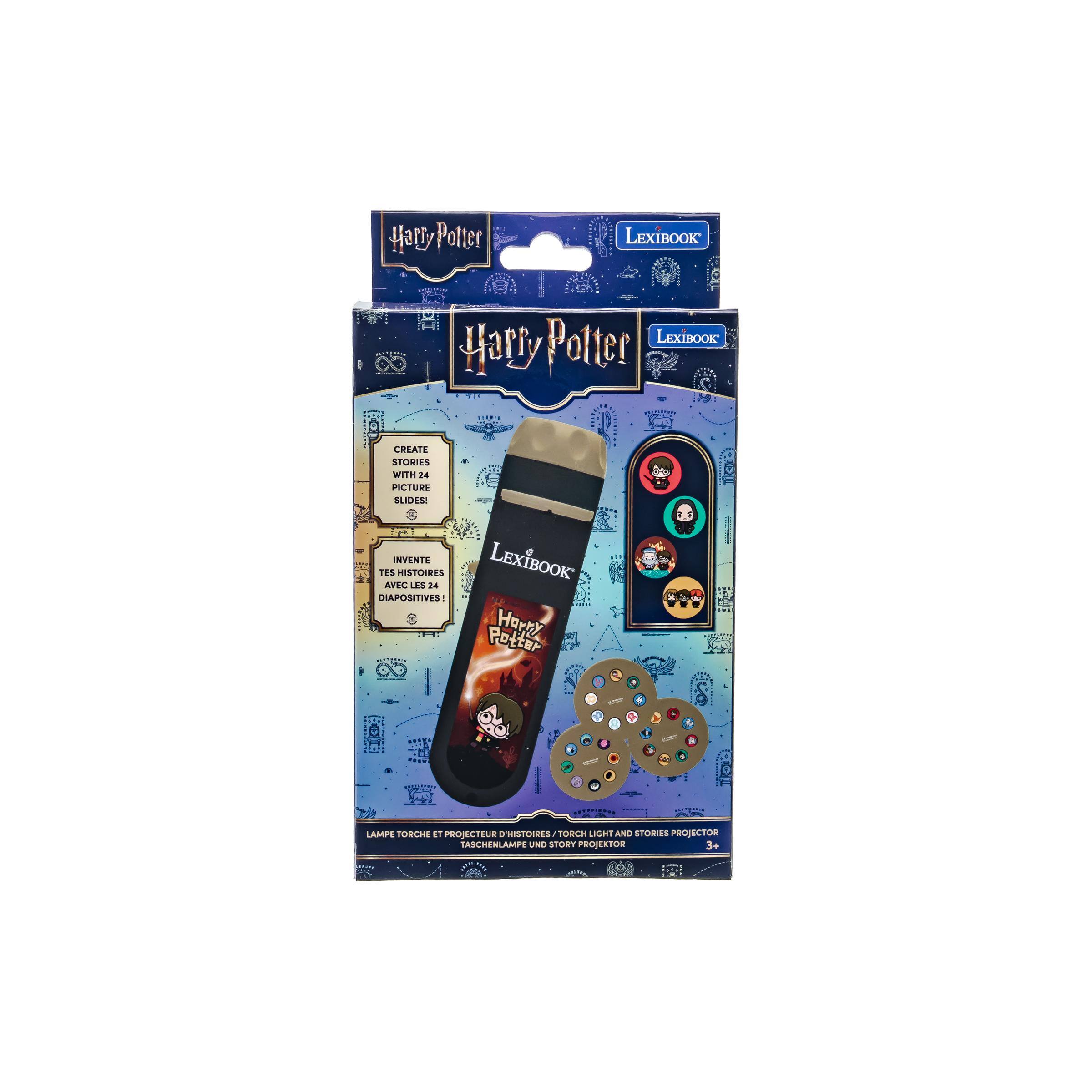 Harry Potter  
LEXIBOOK  
LEXIBOOK Harry Potter  
CREATE STORIES WITH 24 PICTURE SLIDES!  
INVENTE TES HISTOIRES AVEC LES 24 LEXIBOOK DIAPOSITIVES!  
LAMPE TORCHE ET PROJECTEUR D'HISTOIRES / TORCH LIGHT AND STORIES PROJECTOR TASCHENLAMPE UND STORY PROJEKTOR 3+