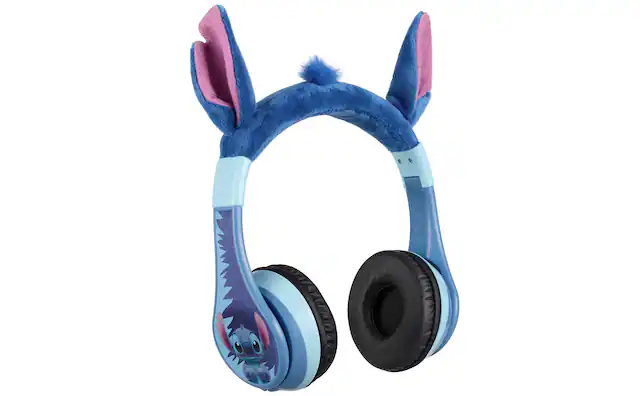 Front. eKids - eKids Disney Stitch Bluetooth Headphones for Kids, Wireless Headphones for School, Home, or Travel - Blue.