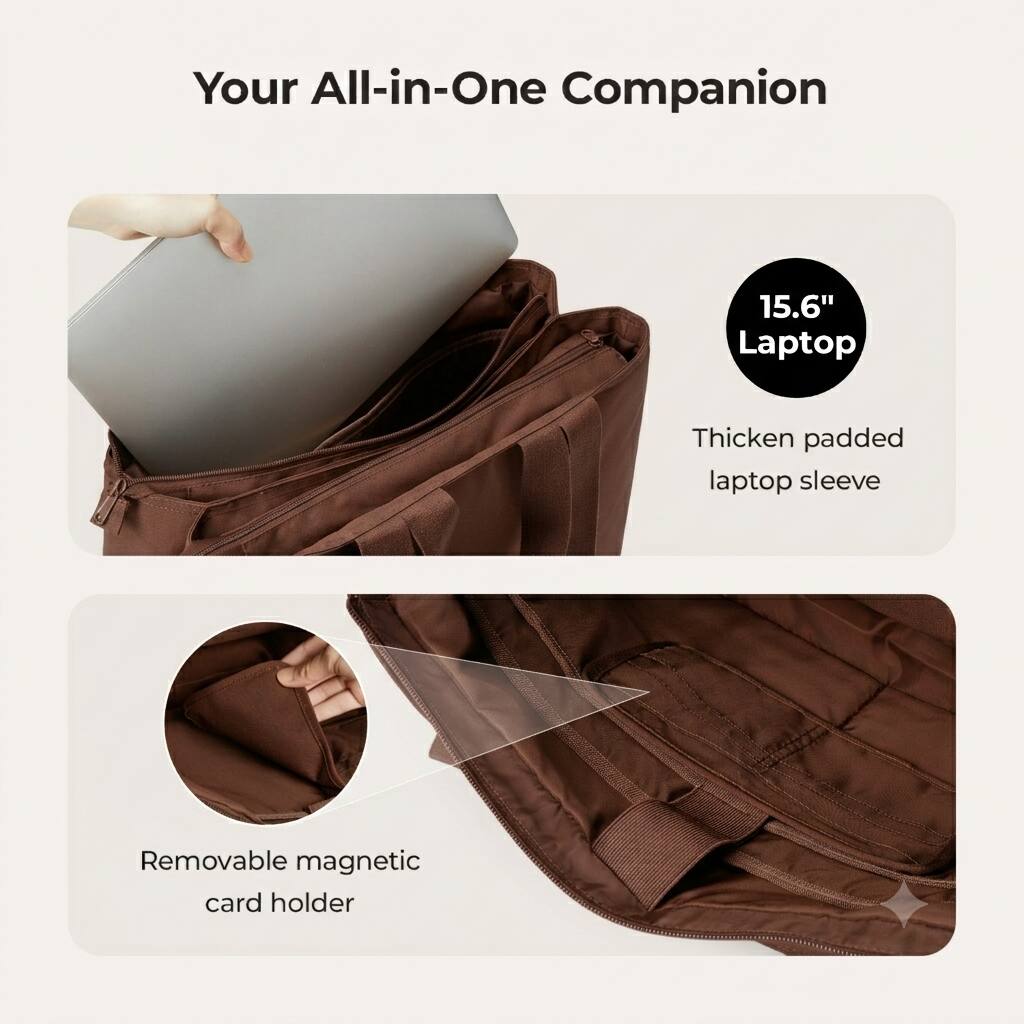 Your All-in-One Companion

15.6" Laptop

Thicken padded laptop sleeve

Removable magnetic card holder