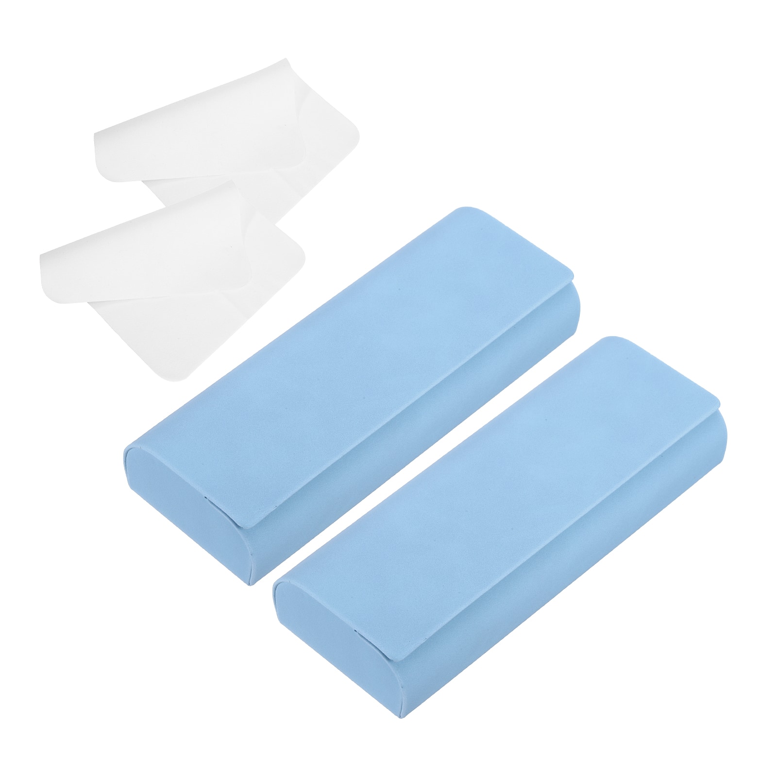 Unique Bargains - 2pcs Hard Shell Eyeglasses Case Leather with Cloth Lightweight PU for Sunglasses - Light Blue price history on PriceWatchPro